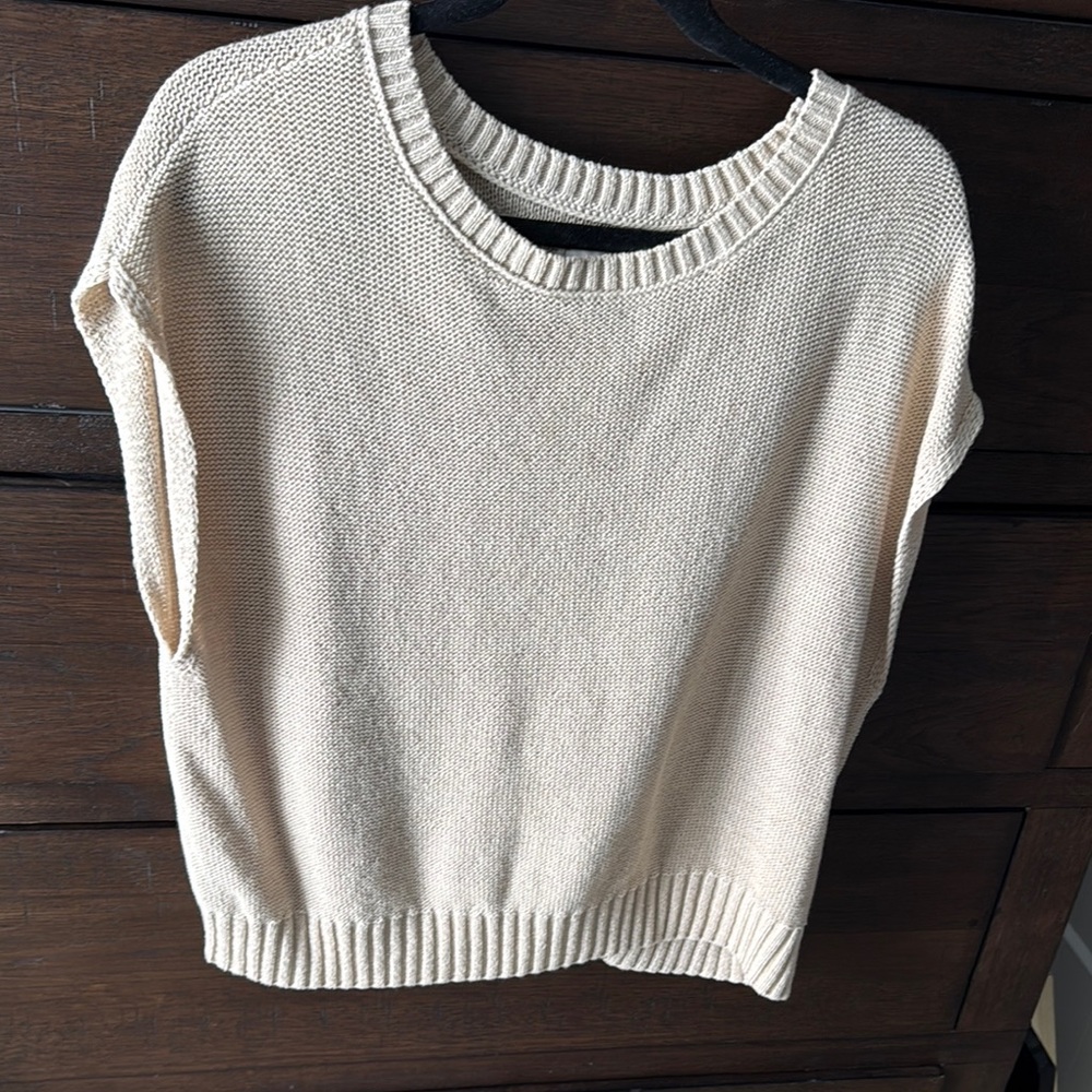 Cream Crew Neck Sweater with Knitted Texture